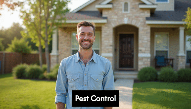 Homeowner outside Texas house with healthy yard