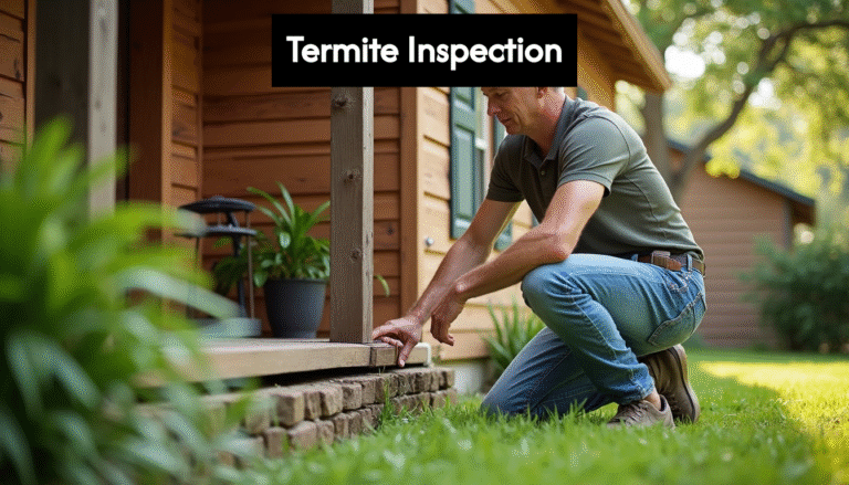 Homeowner inspecting Texas house for termites