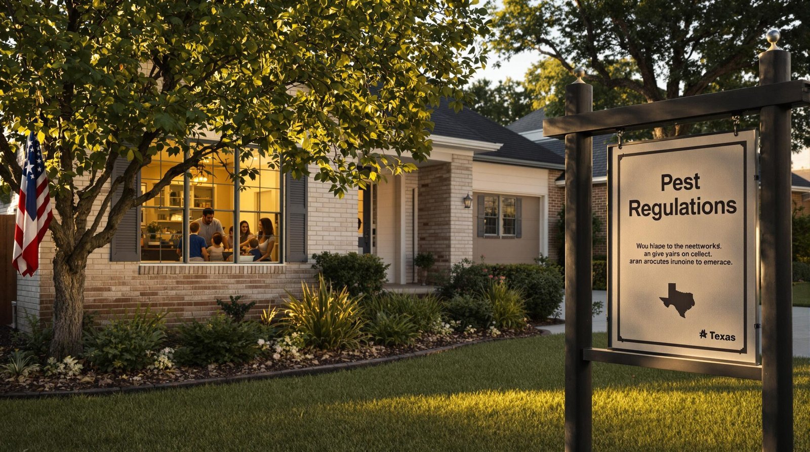 Texas family views pest regulation notice at their home